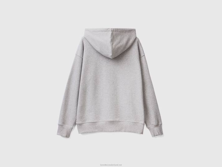 Heren Benetton hoodie met rits van katoen lichtgrijs 4R621330