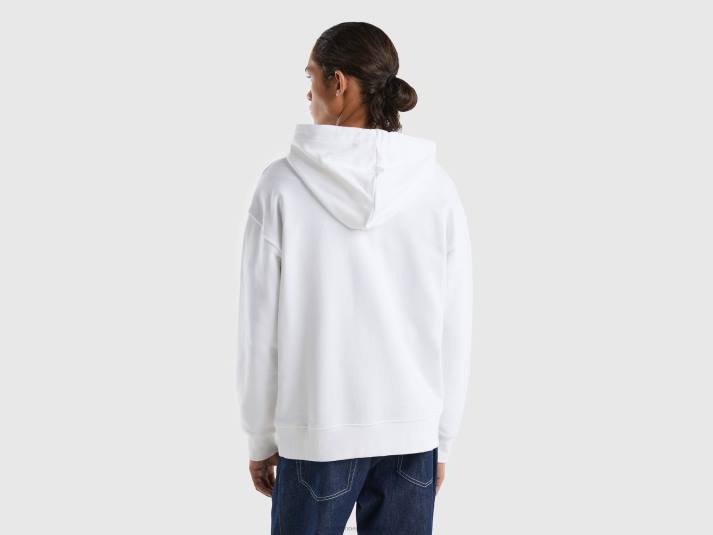 Heren Benetton hoodie met rits van katoen wit 4R621328