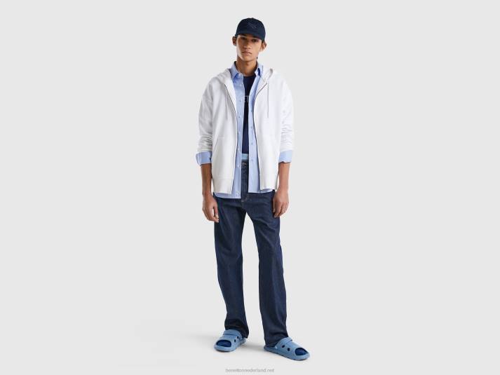 Heren Benetton hoodie met rits van katoen wit 4R621328