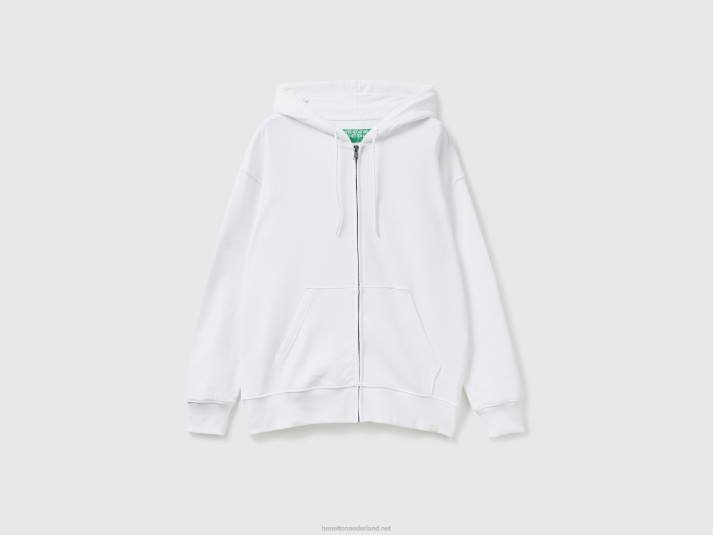 Heren Benetton hoodie met rits van katoen wit 4R621328