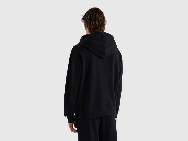Heren Benetton hoodie met rits van katoen zwart 4R621331