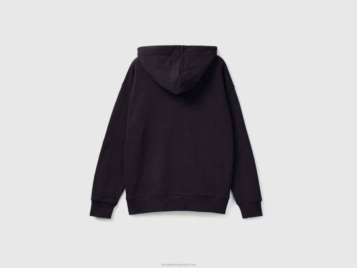 Heren Benetton hoodie met rits van katoen zwart 4R624524
