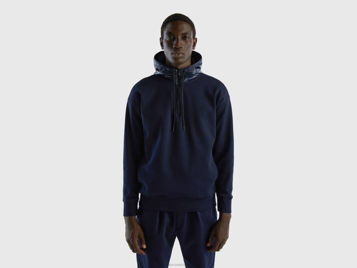 Heren Benetton hoodie van nylon donkerblauw 4R621313