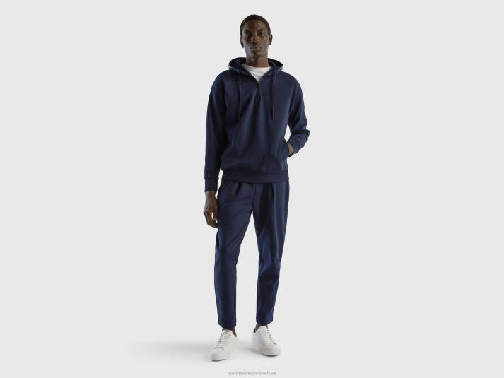 Heren Benetton hoodie van nylon donkerblauw 4R621313