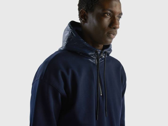 Heren Benetton hoodie van nylon donkerblauw 4R621313