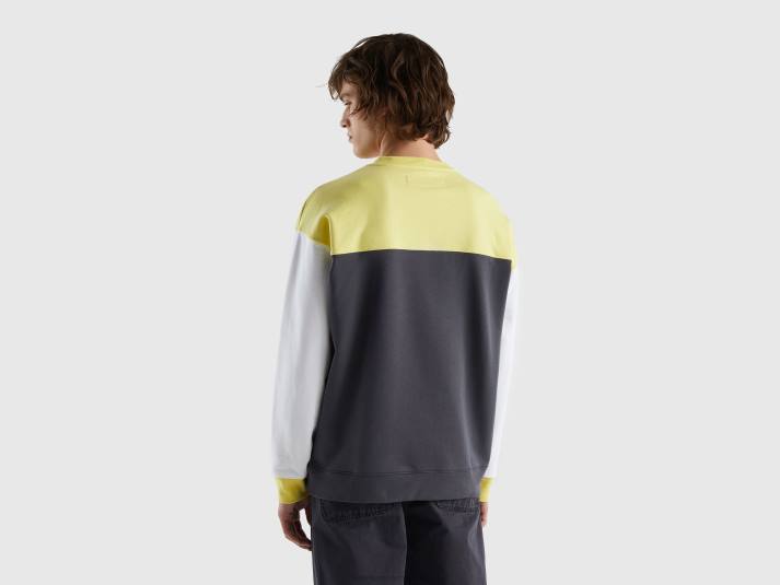 Heren Benetton sweatshirt met kleurvlakken veelkleurig 4R624503