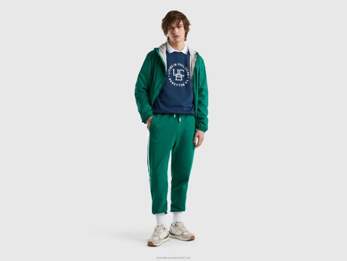 Heren Benetton sweatshirt met ronde hals en logoprint luchtmacht blauw 4R621323