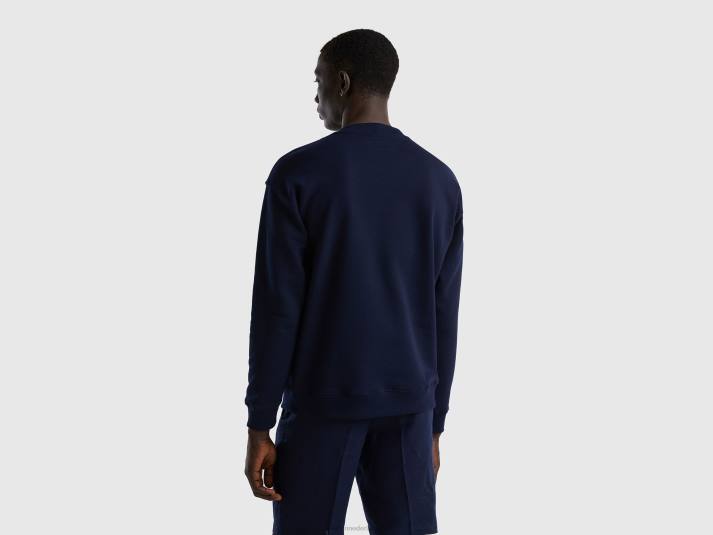 Heren Benetton warme hoodie met print donkerblauw 4R624518