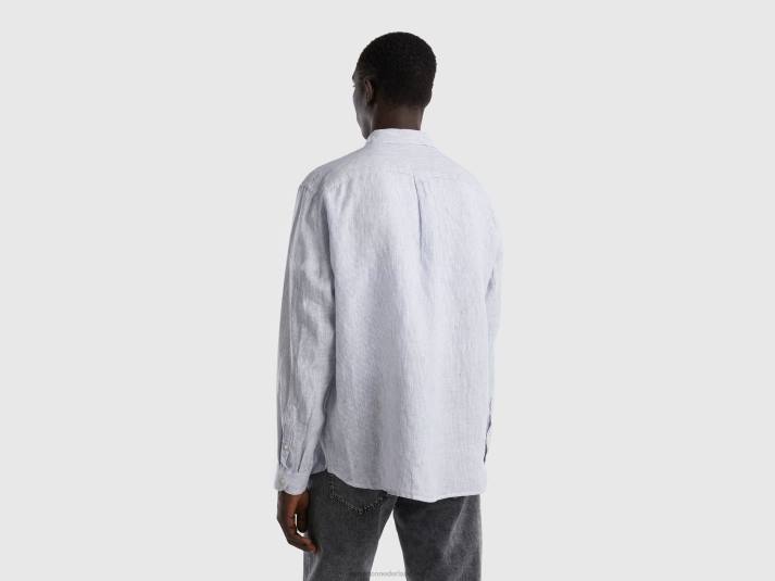 Heren Benetton hemd van zuiver linnen hemelsblauw 4R621353