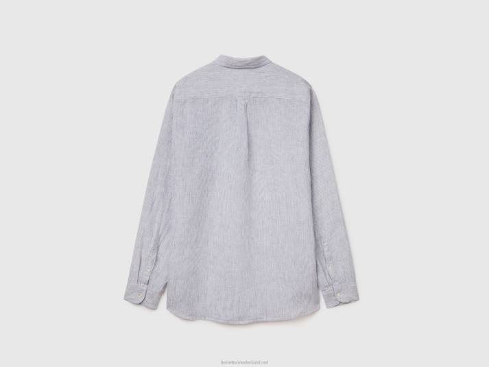 Heren Benetton hemd van zuiver linnen hemelsblauw 4R621353