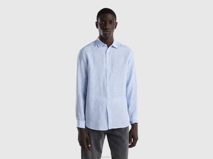 Heren Benetton hemd van zuiver linnen hemelsblauw 4R624534