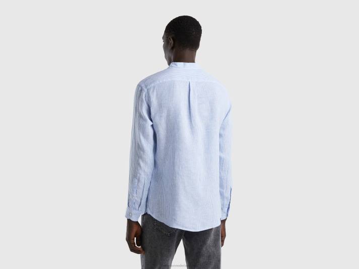 Heren Benetton hemd van zuiver linnen hemelsblauw 4R624534