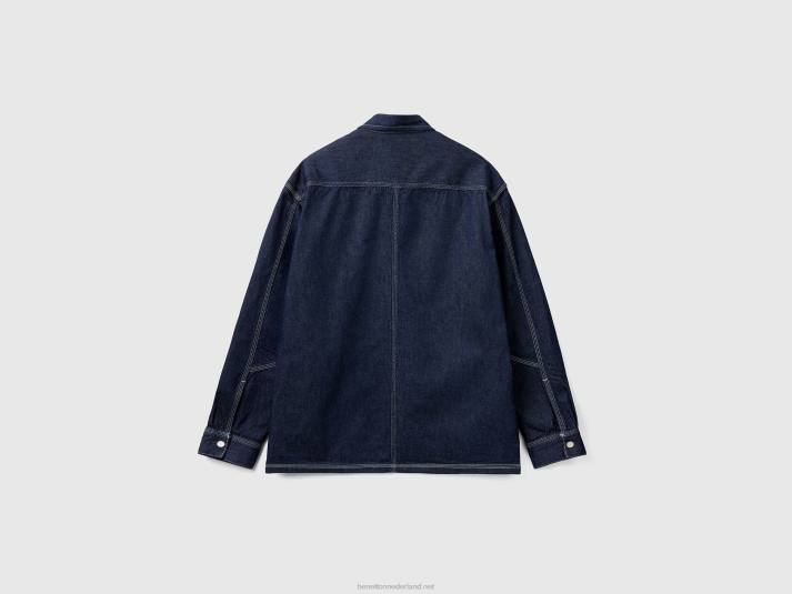 Heren Benetton oversized overhemd in chambray donkerblauw 4R624547
