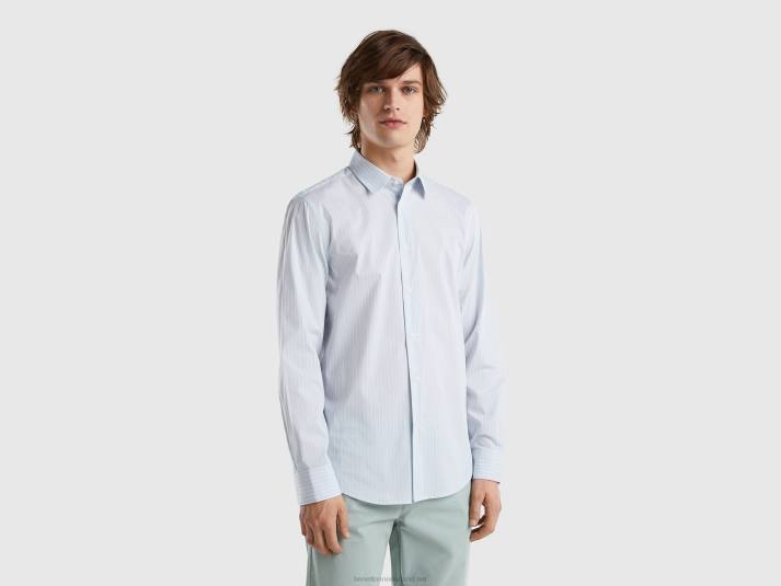 Heren Benetton slim fit overhemd van stretchkatoenmix wit 4R621358