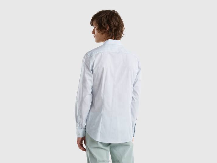 Heren Benetton slim fit overhemd van stretchkatoenmix wit 4R621358