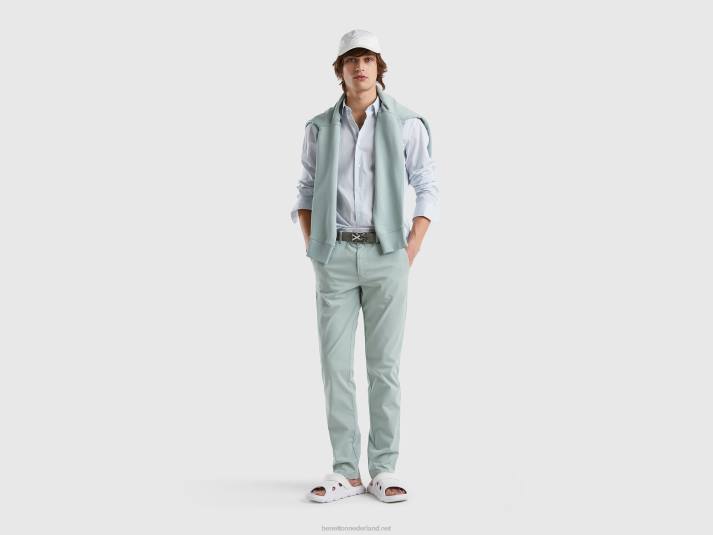 Heren Benetton slim fit overhemd van stretchkatoenmix wit 4R624554