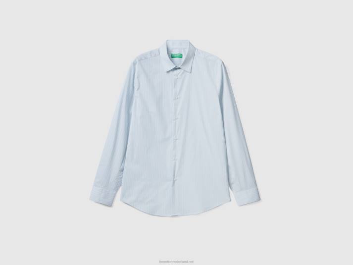 Heren Benetton slim fit overhemd van stretchkatoenmix wit 4R624554