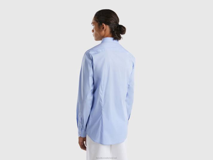 Heren Benetton slimfit overhemd in effen kleur hemelsblauw 4R621372