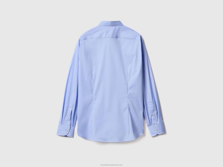 Heren Benetton slimfit overhemd in effen kleur hemelsblauw 4R621372