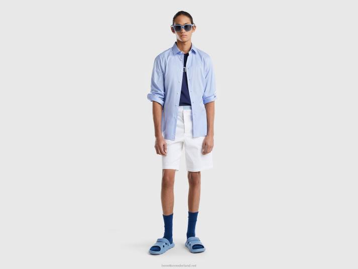 Heren Benetton slimfit overhemd in effen kleur hemelsblauw 4R624567
