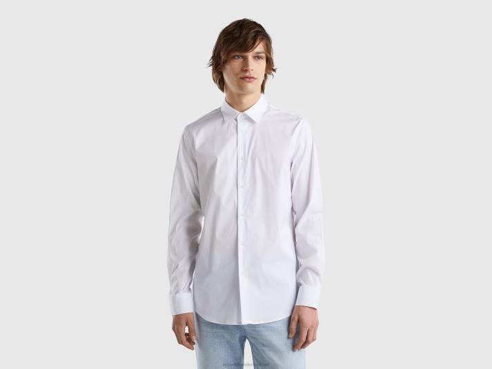 Heren Benetton slimfit overhemd in effen kleur wit 4R621360