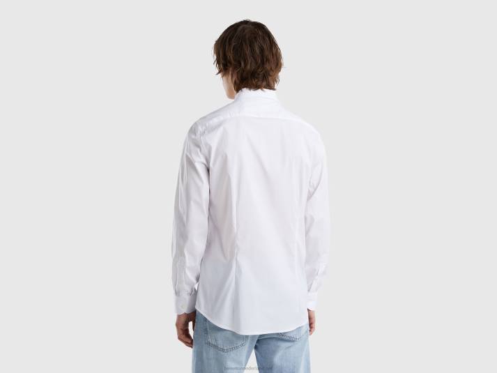 Heren Benetton slimfit overhemd in effen kleur wit 4R621360