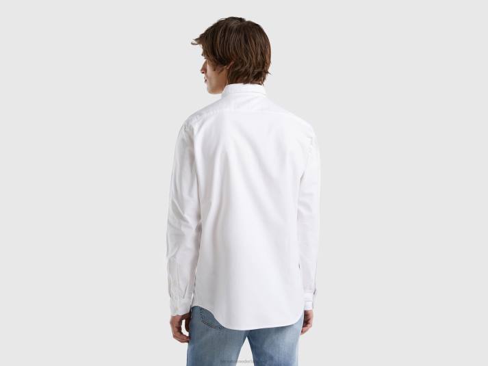 Heren Benetton slimfit overhemd van 100% katoen wit 4R621339
