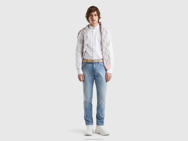 Heren Benetton slimfit overhemd van 100% katoen wit 4R621339