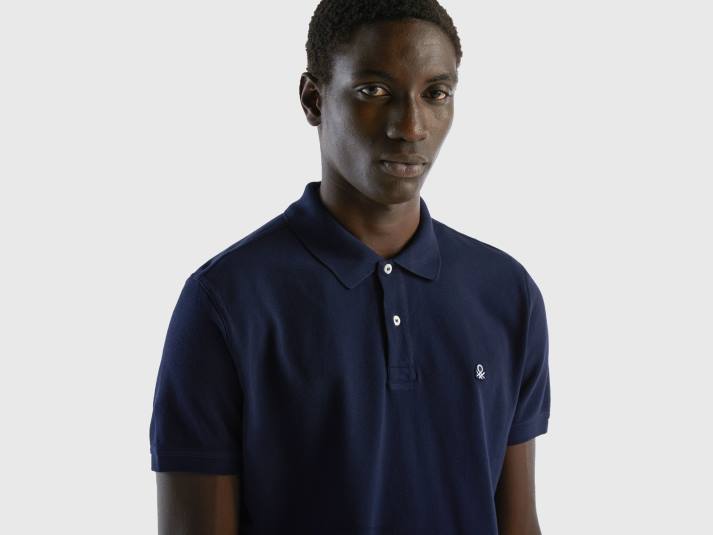 Heren Benetton donkerblauwe regular fit polo donkerblauw 4R621413