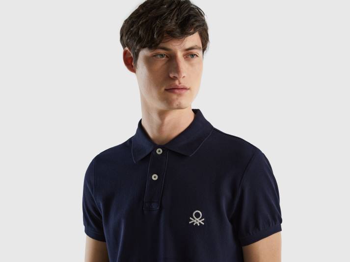 Heren Benetton donkerblauwe slim fit polo donkerblauw 4R621410