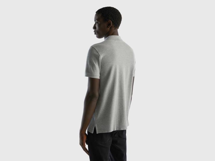 Heren Benetton donkergrijze regular fit polo lichtgrijs 4R621408