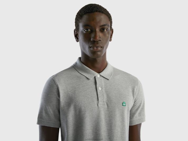 Heren Benetton donkergrijze regular fit polo lichtgrijs 4R621408