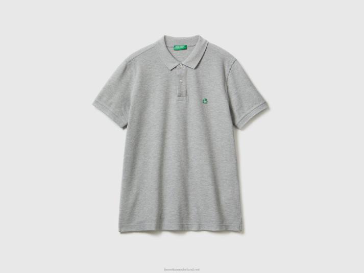 Heren Benetton donkergrijze regular fit polo lichtgrijs 4R621408