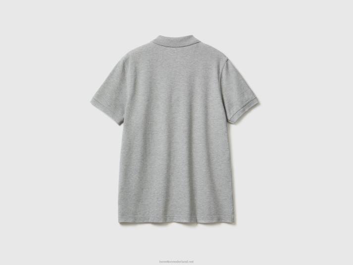 Heren Benetton donkergrijze regular fit polo lichtgrijs 4R621408