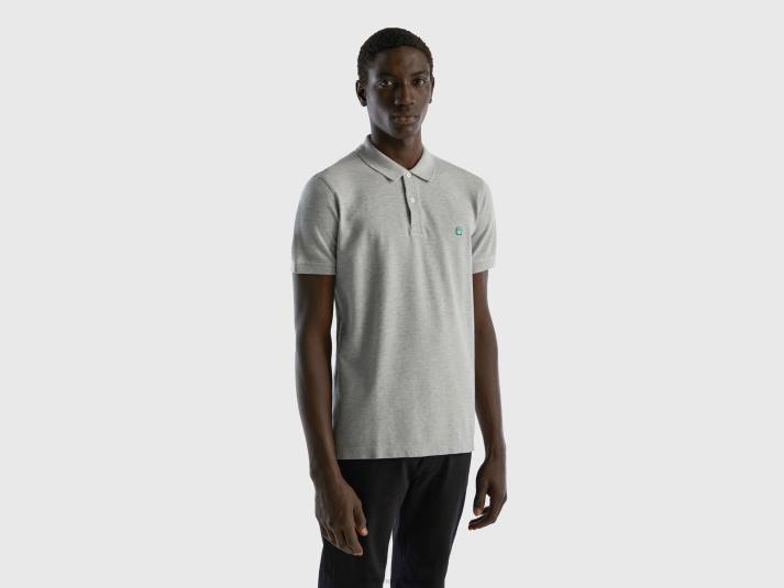 Heren Benetton donkergrijze regular fit polo lichtgrijs 4R624601