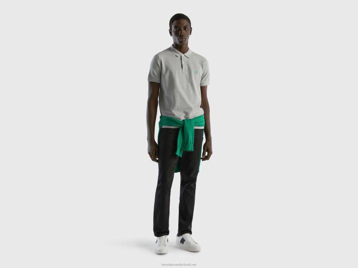 Heren Benetton donkergrijze regular fit polo lichtgrijs 4R624601