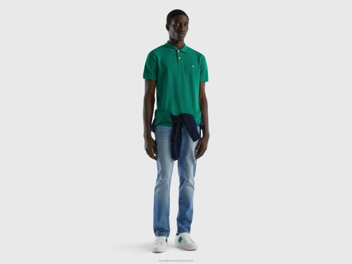 Heren Benetton donkergroene regular fit polo donkergroen 4R624572