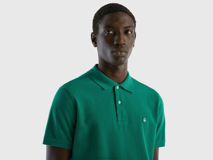 Heren Benetton donkergroene regular fit polo donkergroen 4R624572