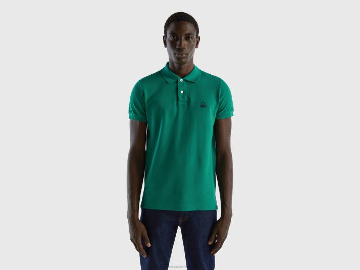 Heren Benetton donkergroene slim fit polo donkergroen 4R621399
