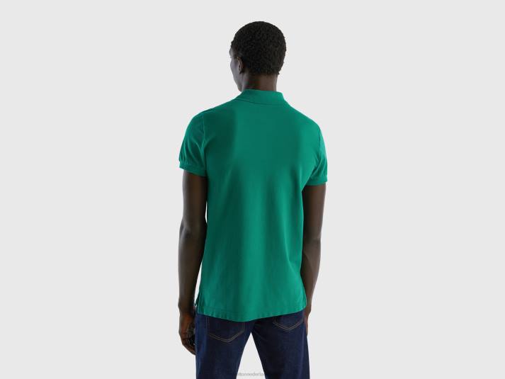 Heren Benetton donkergroene slim fit polo donkergroen 4R624594