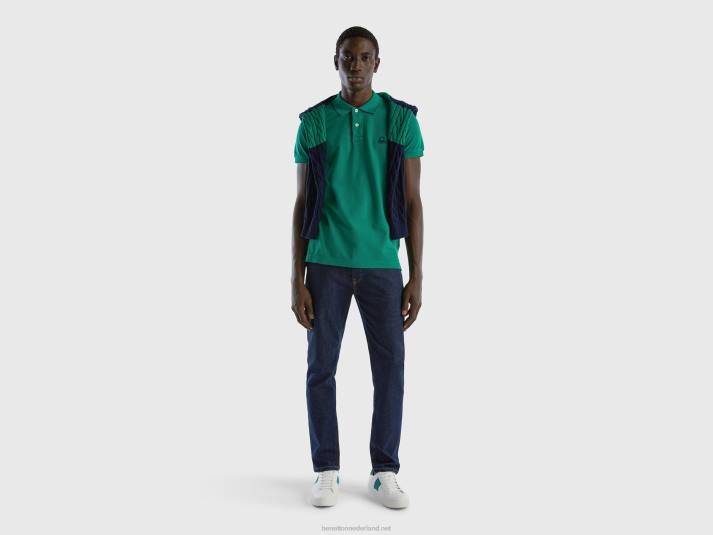 Heren Benetton donkergroene slim fit polo donkergroen 4R624594