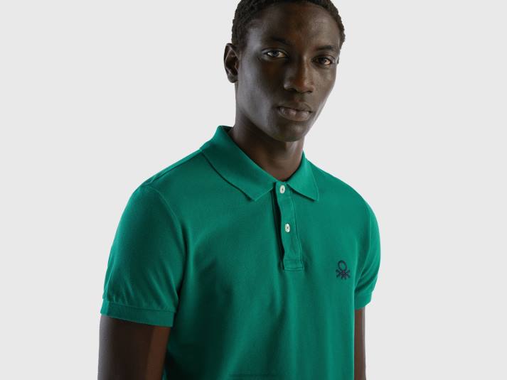 Heren Benetton donkergroene slim fit polo donkergroen 4R624594