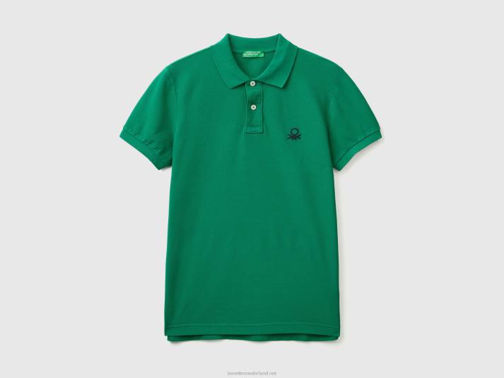 Heren Benetton donkergroene slim fit polo donkergroen 4R624594