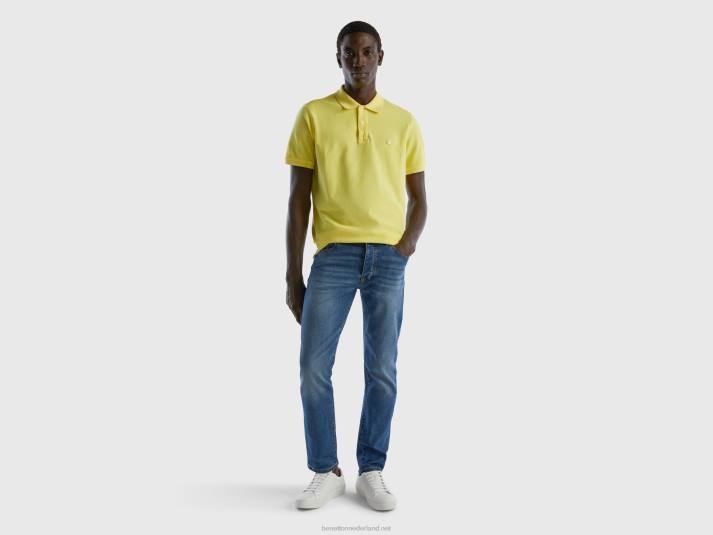 Heren Benetton gele polo met normale pasvorm geel 4R624574