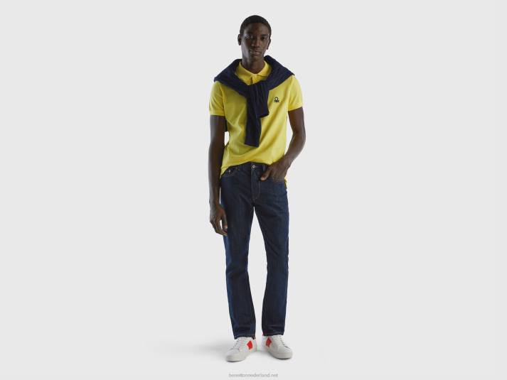 Heren Benetton gele slim fit polo geel 4R621391