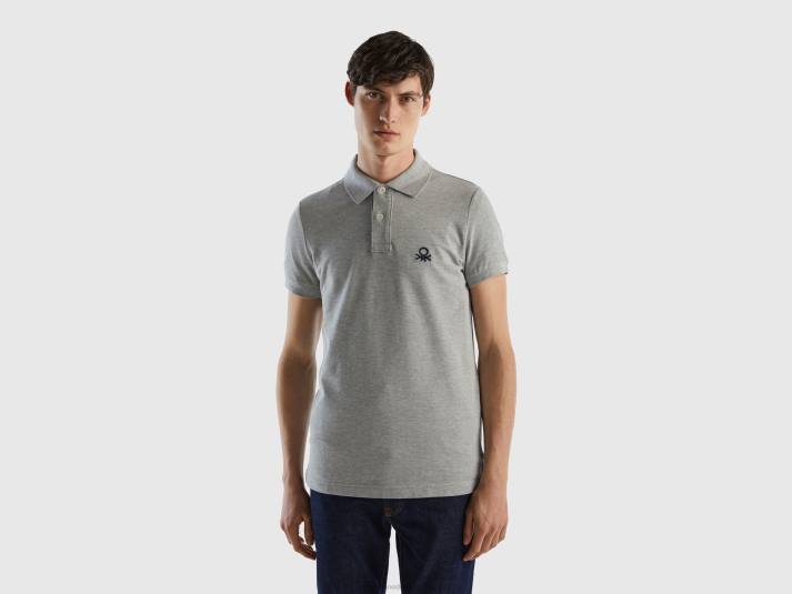 Heren Benetton gemêleerde grijze slim fit polo lichtgrijs 4R621403