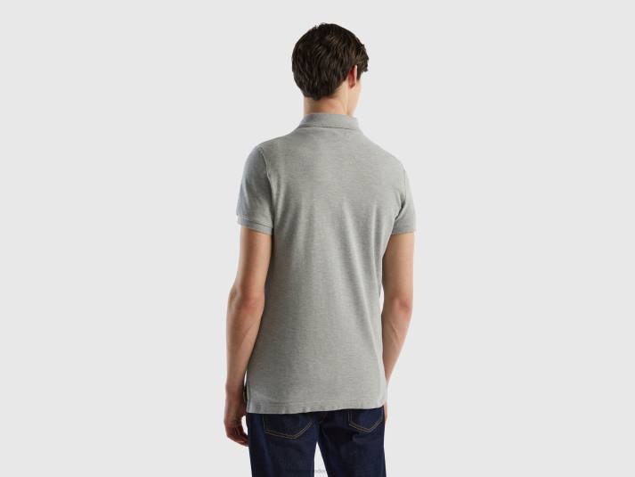 Heren Benetton gemêleerde grijze slim fit polo lichtgrijs 4R624598