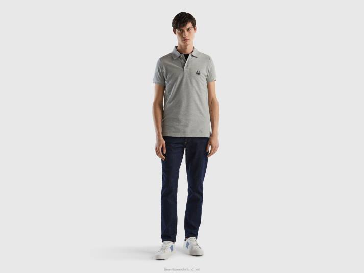 Heren Benetton gemêleerde grijze slim fit polo lichtgrijs 4R624598
