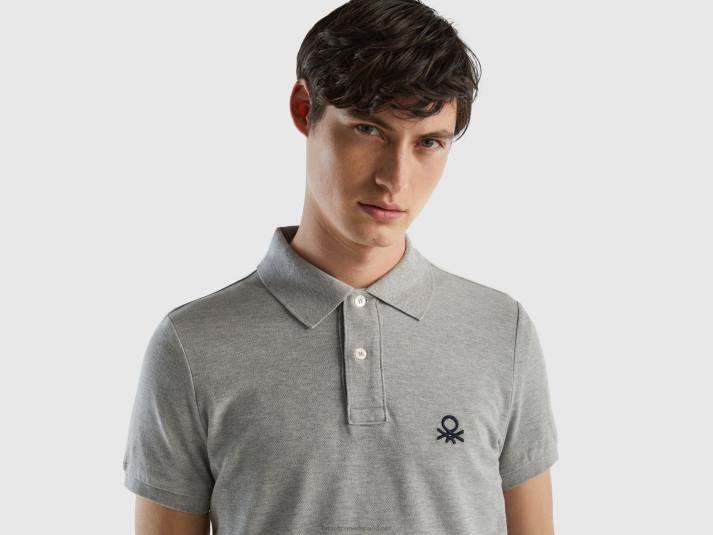 Heren Benetton gemêleerde grijze slim fit polo lichtgrijs 4R624598