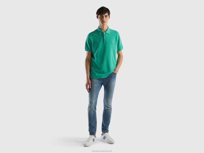 Heren Benetton groene regular fit polo groente 4R624592